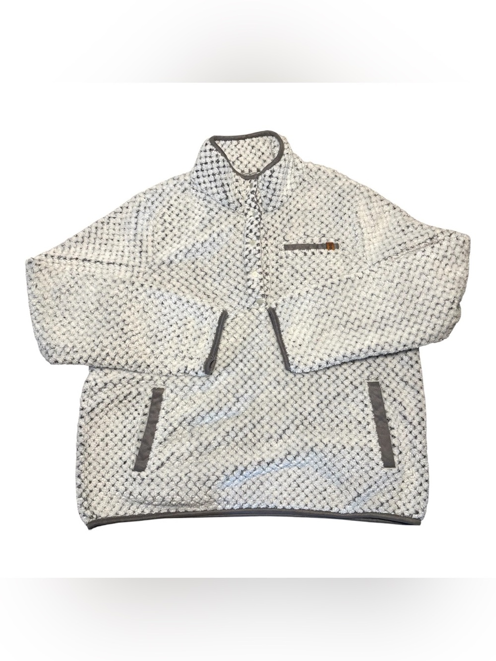 Simply Southern Simply Soft Sherpa Pullover Frost Gray Women's Large